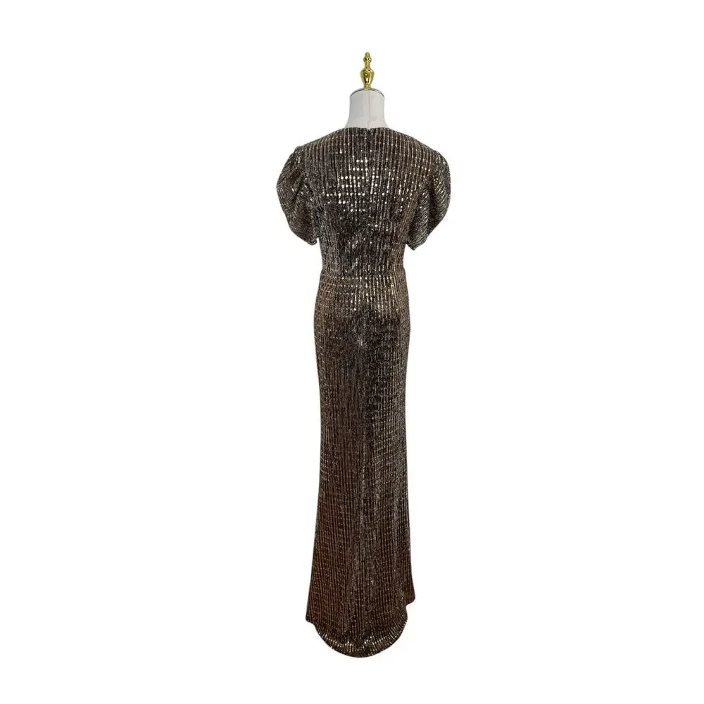 Mac Duggal 26661 Bronze Bow Waist Gown Size 4 $398 - Picture 6 of 7